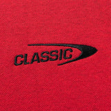 This Limited Edition Crusaders Super Rugby 25/26 Retro Jersey by Classic Sportswear is a heavyweight cotton jersey with "CLASSIC" embroidered in black, featuring a curved design that embodies the timeless elegance of Classic Sportswear branding.