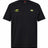 Introducing the Montgomery Yellowhammers Everest Training Tee by EMB Canterbury: a black, short-sleeve performance-fit rugby shirt featuring two yellow chest logos—the left displays “Yellowhammers Rugby,” while the right highlights the signature Canterbury CCC brand mark. Designed for maximum comfort and durability, this athletic tee is ideal for both on-field action and everyday wear.