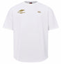 The Montgomery Yellowhammers Everest Training Tee by EMB Canterbury is a plain white, short-sleeve rugby performance shirt featuring a gold feather logo and text on the left chest, with a small gold Canterbury logo on the right chest. Perfect for your Everest Training sessions.