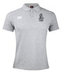 Grey EMB Canterbury University of Troy Rugby Alumni Waimak Polo with a button placket, a brand logo on the right chest, and a Trojan helmet emblem labeled “TURFC ALUMNI” on the left chest.