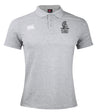 Grey EMB Canterbury University of Troy Rugby Alumni Waimak Polo with a button placket, a brand logo on the right chest, and a Trojan helmet emblem labeled “TURFC ALUMNI” on the left chest.