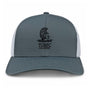 Grey and white University of Troy Rugby Alumni Retro Trucker cap featuring a black Trojan helmet logo above the text “TURFC ALUMNI.”.