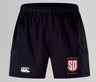 Black Legion Academy Rugby WRS Advantage 2.0 Short by Canterbury featuring a white logo on the right leg and a shield emblem on the left.