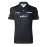 The Hurricanes Super Rugby 25/26 Team Polo by Classic Sportswear, showcasing the Kia and Classic Sportswear logos on the chest, features the "Hurricanes Super Rugby" emblem on the right side.