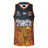 The NRL Indigenous All Stars 25/26 Pro Training Singlet by Classic Sportswear showcases "Deadly Choice" text and eye-catching Aboriginal art patterns in orange and black, celebrating the spirit of the All Stars.