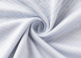 Close-up of the Blues Super Rugby 25/26 Replica Away Jersey by Classic Sportswear, featuring light grey fabric with a subtle dotted pattern swirled at the center—echoing an iconic sportswear design.