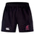 Washington State Rugby Advantage Short 2.0 by EMB Canterbury features black rugby shorts with an elastic waistband for ultimate performance, plus two front logos: a red "Rugby" and a white one on the left side, embodying the Advantage Short 2.0 design ethos.