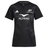 The Women's Black Ferns Replica Home Jersey by adidas features a stylish black design, made from recycled materials, with a white logo and "ALTRAD" text prominently displayed on the front.