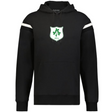 The WRS Augusta Ireland Heritage Prep Vintage Shield Hoodie is black with white sleeve stripes and a green and white "1875" crest on the chest.