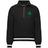 The EMB Augusta Women's Vintage Ireland Heritage Prep Pullover is a black quarter-zip with white cuff and hem stripes, a green shamrock, and "1875" on the chest—perfect for celebrating your Irish roots.