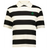 The EMB Augusta Women's Vintage Ireland Prep Street Rugby Crop is a short-sleeve, collared shirt with wide black and white stripes and a small green emblem, capturing the perfect Ireland prep street vibe.