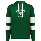 WRS Augusta Nations of Rugby Ireland Jackson Way Hoodie with white sleeve stripes, "IRELAND RUGBY" text, and a shield emblem on the chest.
