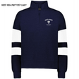 The EMB Augusta Women's Nations of Rugby Ireland Jackson Way Pullover features a navy design with white sleeve stripes and an "Ireland Rugby" logo on the left chest—ideal for fans. "Need new digitized logo?" appears in the top left corner.