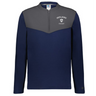 The EMB Augusta Nations of Rugby Ireland Sideline Grid 1/4 Zip Pullover features a navy body, gray yoke, and "IRELAND RUGBY" with logo on the left chest—a classic piece of sideline rugby apparel.
