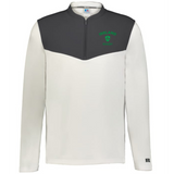 Show your Ireland rugby pride with the EMB Augusta Nations of Rugby Sideline Grid 1/4 Zip Pullover—long-sleeve, white and dark gray design, featuring a green "Ireland Rugby" logo on the left chest.