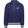 The EMB Augusta Women's Vintage Ireland Est 1875 Heritage Prep Pullover is a navy sweatshirt with white-striped cuffs and hem, classic crest, and "Ireland Est. 1875" on the chest—blending heritage style with timeless pride.