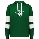 Show your support with the WRS Augusta Nations of Rugby Ireland Est 1875 Jackson Way Hoodie, featuring white drawstrings, sleeve stripes, and “Ireland Rugby Est. 1875” above a shamrock shield—ideal for any Rugby Ireland fan.