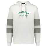 Show your support with the WRS Augusta Nations of Rugby Ireland Est 1875 Jackson Way Hoodie, featuring grey-striped sleeves, front pocket, and bold green "Ireland Rugby EST. 1875" text with shamrock graphic—perfect for true fans.