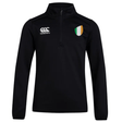 A black Ireland Club Shield 1/4 Zip Training Top by EMB Canterbury, featuring a stylish CCC logo on the left chest and an Ireland Club Shield in green, white, and orange on the right.