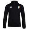 A black Ireland Club Shield 1/4 Zip Training Top by EMB Canterbury, featuring a stylish CCC logo on the left chest and an Ireland Club Shield in green, white, and orange on the right.