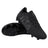 The IDA Sports IDA Helia Elite FG/AG - Black/Dark Grey is a pair of elite soccer cleats designed specifically for women, featuring textured black uppers with subtle branding, molded studs for firm ground and artificial grass play, and a low-cut silhouette, displayed on a white background.