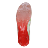 The image shows the sole of the IDA Sports IDA Helia Elite Limited Edition Pride FG women’s soccer cleat, featuring red and translucent studs for traction on firm ground.