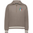 Show your Italy pride in the EMB Augusta Women's Vintage Italy Heritage Prep Pullover—a taupe quarter-zip with white striped cuffs and hem, plus an "Italia 1919" badge in Italian flag colors on the left chest.