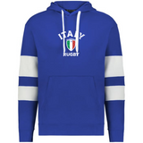 The WRS Augusta Nations of Rugby Italy Jackson Way Hoodie features white drawstrings, two white sleeve stripes, and an "Italy Rugby" logo with the Italian flag shield—perfect for rugby fans.