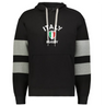 The WRS Augusta Nations of Rugby Italy Jackson Way Hoodie is a black hoodie with gray sleeve stripes, "ITALY RUGBY" text, and an Italian flag crest on the chest.