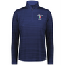 The EMB Augusta Women's Nations of Rugby Italy Pursuit 1/4 Zip Pullover in navy features "ITALY RUGBY" and an Italian flag crest on the chest, combining style and comfort for Italy rugby fans.