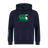The Canterbury Italy CCC Flag Club Hoodie by WRS Canterbury is navy blue, showcasing a green and red "Canterbury" logo on the front. It features a bold CCC Flag Design with a white triple-stripe on the left sleeve.