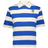 Inspired by vintage rugby, the EMB Augusta Women's Vintage Italy Prep Street Rugby Crop features bold blue and white stripes and an Italy soccer crest—a sporty yet stylish short-sleeve polo.