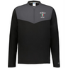 The EMB Augusta Nations of Rugby Italy Sideline Grid 1/4 Zip Pullover in black and gray features "ITALY RUGBY" and an Italian flag crest—perfect for any rugby supporter’s fleece collection.