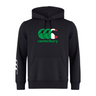 The Canterbury Italy CCC Club Lightweight Hoodie by WRS Canterbury is crafted from polyester, featuring the iconic logo in green, red, and white on the chest and three distinctive white stripes on the right sleeve for added style.