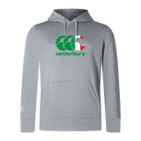 The Canterbury Italy CCC Club Lightweight Hoodie by WRS Canterbury is a lightweight gray polyester hoodie featuring the iconic logo on the chest and a small logo on the left sleeve.