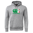 Gray Canterbury Italy CCC Flag Club Hoodie by WRS Canterbury, featuring a kangaroo pocket and displaying the brand's logo in green, white, and red on the front.