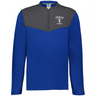The EMB Augusta Nations of Rugby Italy Sideline Grid 1/4 Zip Pullover is a blue and gray fleece with “ITALY RUGBY” text and an Italian flag shield on the left chest—ideal for any rugby fan.