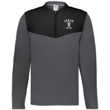 Show your team spirit with the EMB Augusta Nations of Rugby Italy Sideline Grid 1/4 Zip Pullover, featuring "Italy Rugby" text and crest on the left chest. The perfect gray and black choice for any rugby supporter.