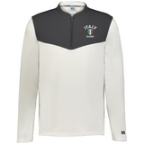 The EMB Augusta Nations of Rugby Italy Sideline Grid 1/4 Zip Pullover, in white and dark grey with "Italy Rugby" text and logo on the left chest, is perfect for any rugby supporter.