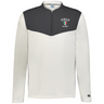 The EMB Augusta Nations of Rugby Italy Sideline Grid 1/4 Zip Pullover, in white and dark grey with "Italy Rugby" text and logo on the left chest, is perfect for any rugby supporter.