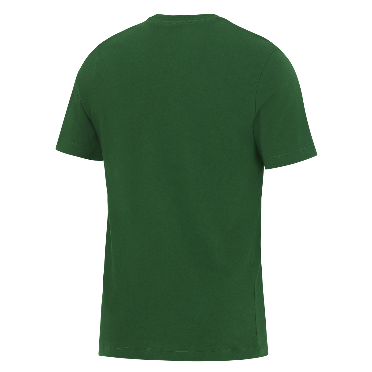 The Springboks 26/27 Greatest Rivalry T-Shirt by Nike, shown from the back against a white background, features a plain dark green design inspired by the iconic shirt worn during the Greatest Rivalry.