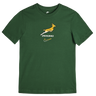 The Nike Springboks 26/27 Gradient Logo T-Shirt features a yellow springbok logo, "SPRINGBOKS" text, and a yellow Nike swoosh—a classic South Africa rugby shirt.