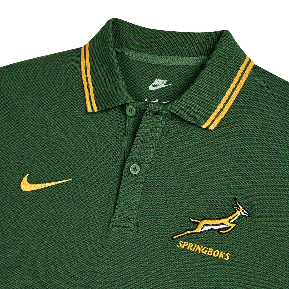 The Nike Springboks 26/27 Pique Polo features iconic team branding and the Nike swoosh—ideal for South African rugby fans seeking style and comfort.