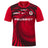 Red and black short-sleeved Stade Toulousain Home Pre-Match SS Top by Nike featuring sponsor logos and a team crest on the chest.