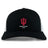 The Indiana University Women Retro Trucker Cap by EMB S&S Activewear is a black and white hat with an embroidered IU logo, "WOMEN'S RUGBY CLUB" text on the front, and a snapback closure for adjustable fit.