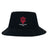 The Indiana University Women Crusher Bucket Cap by EMB S&S Activewear features a black cotton twill design with a red IU logo and "Women's Rugby Club" embroidered on the front, combining style and sun protection.