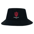 The Indiana University Women Crusher Bucket Cap by EMB S&S Activewear features a black cotton twill design with a red IU logo and "Women's Rugby Club" embroidered on the front, combining style and sun protection.