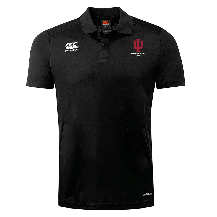 Stay comfortable and stylish in the Indiana University Women Club Dry Polo by EMB Canterbury, featuring Vapodri Technology, a breathable short-sleeve design, embroidered logos, and club emblem—perfect for every fan.