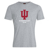 Show team spirit in the Indiana University Women Club Plain Tee by WRS Canterbury—a gray cotton-blend t-shirt with a bold red IU logo and "WOMEN'S RUGBY CLUB" in white, perfect for customization.