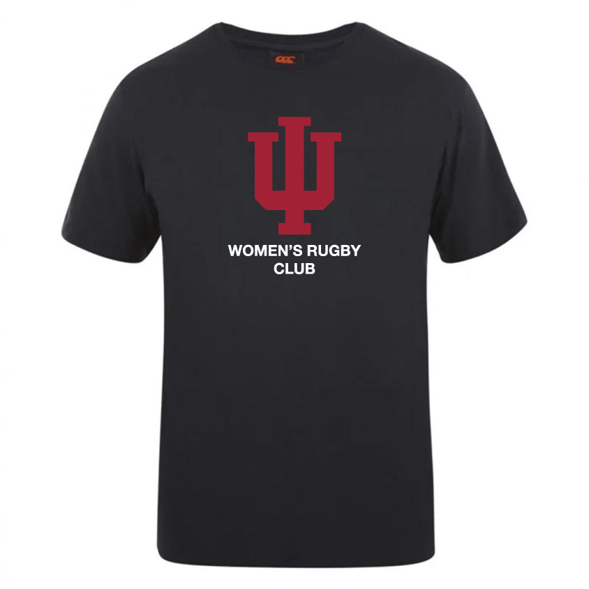 Show your team spirit with the Indiana University Women Club Plain Tee by WRS Canterbury, featuring a bold red IU logo and "WOMEN'S RUGBY CLUB" in white on a classic cotton blend — perfect for personalizing or supporting your squad.